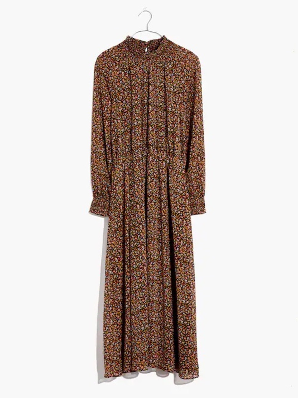 Madewell Floral Smocked Midi Dress Black Multi Stretch Waist Flowy Soft Drape - Picture 5 of 12
